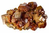 Red & Tan Vanadinite Crystal Cluster With Druzy Quartz - Morocco #116756-1